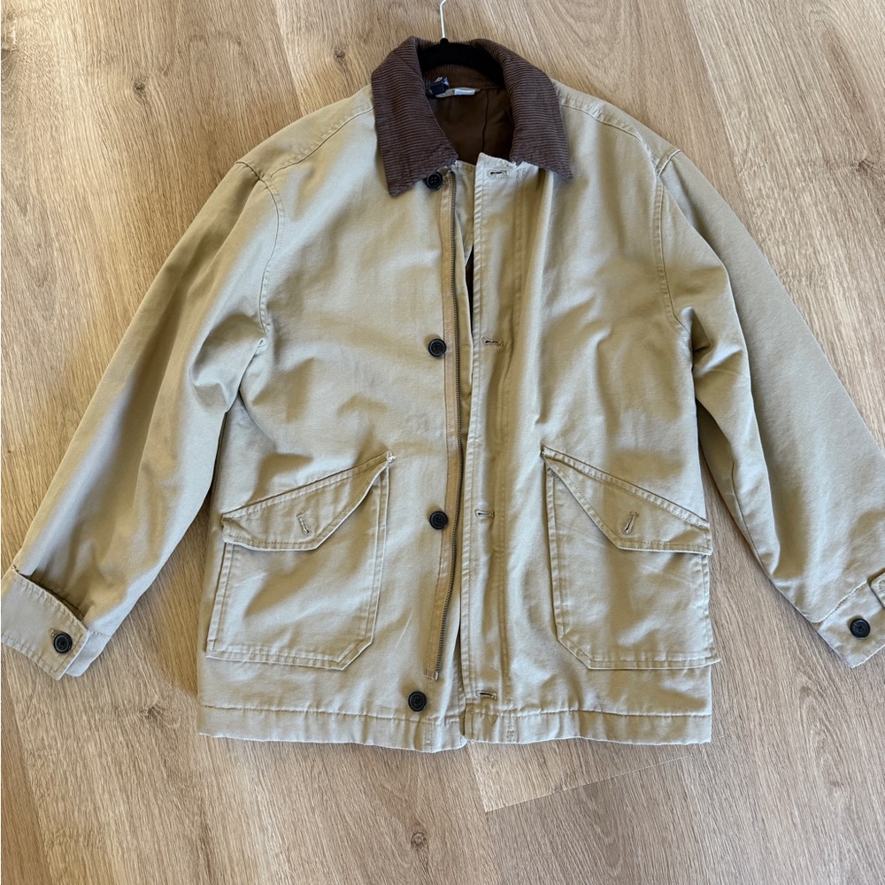 H&M New Barn Jacket with Brown Corduroy Collar XS